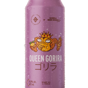 Foto da lata de 473ml da cerveja Queen Gorira, do tipo blonde ale, da cervejaria Japas