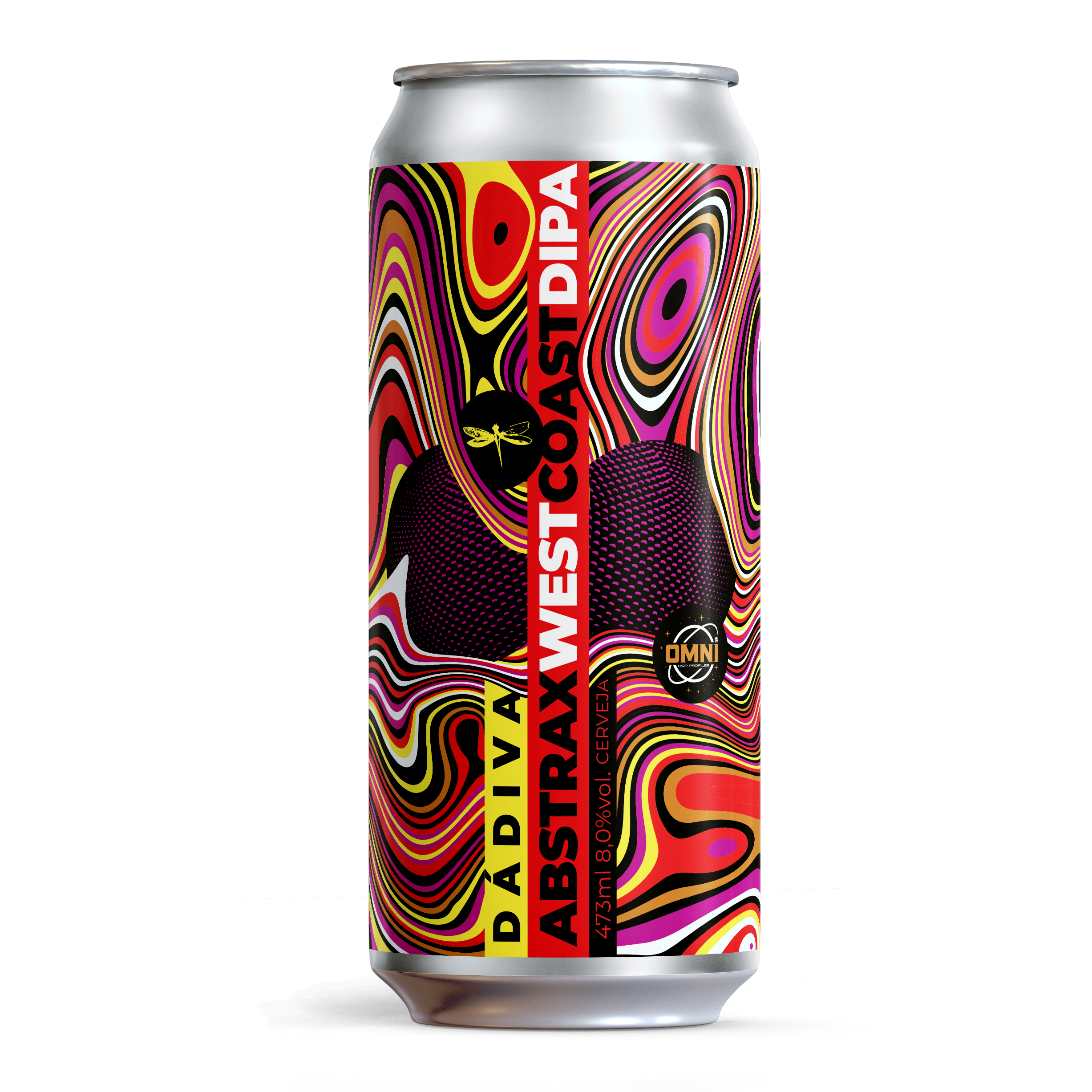 Mockup da lata de 473ml da cerveja Dádiva Abstrax.